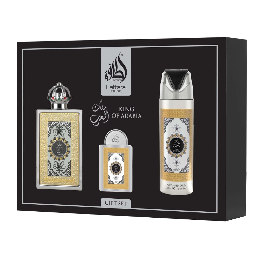 Lattafa Pride King of Arabia EDP 100 ML + EDP 20 ML + Body Spray 200 ML (U)